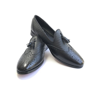 Mocasines Hombre Mocasines negros Black Loafer Wing  piel - GALBAR